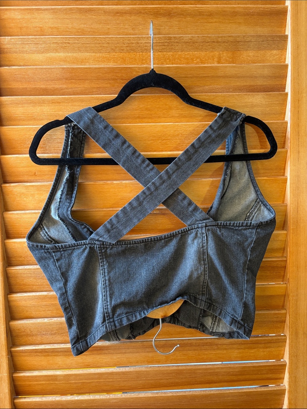 Supre Y2K Crisscross Black Jean Cropped Top Womens Medium - Picture 4 of 4